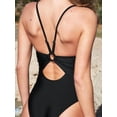 thumbnail image 2 of Women's One Piece Swimsuits Bathing Suits Cutout V Neck Tummy Control Adjustable Straps O Ring, 2 of 8