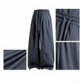 thumbnail image 4 of Iyufng Cotton Linen Wide Leg Pants for Men Casual Summer Loose Trousers with Drawstring and Pockets, 4 of 6