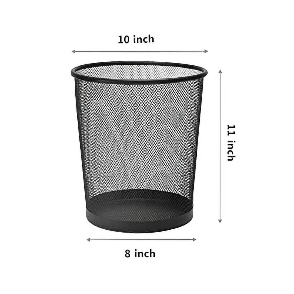 SHSYCER Black Mesh Trash Cans 4 Gallon, 10 Pack, Metal Wire Wastebaskets, Waste Basket Trash Can, Small Trash Cans, Recycling Garbage Container Bin for Office, Home, Bedroom