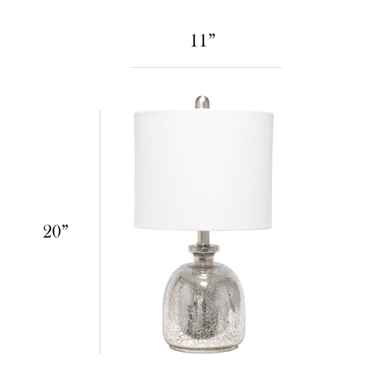 Elegant Designs Large Exposed Glass And Metal Table Lamp, White, Clear
