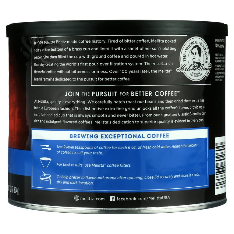 Melitta Classic Roast Caffeinated Canned Coffee, 22oz Can