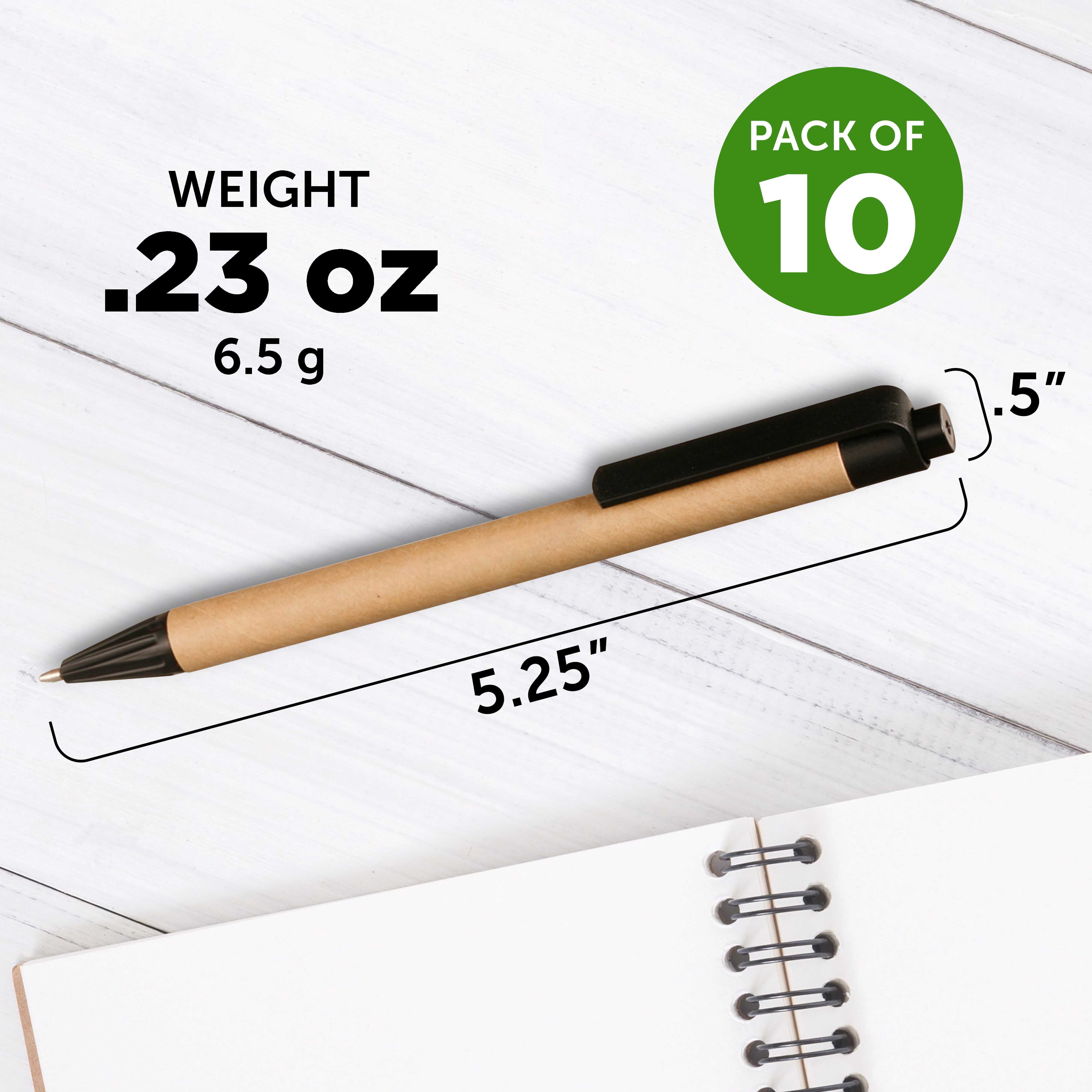 10 Business Recycled Pens Pack - Eco-friendly, Black Ink - Black