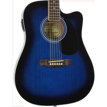 Jameson Guitars Blue Thinline Full Size Acoustic Electric Guitar With Case And (Best Amp For Acoustic And Electric Guitar)