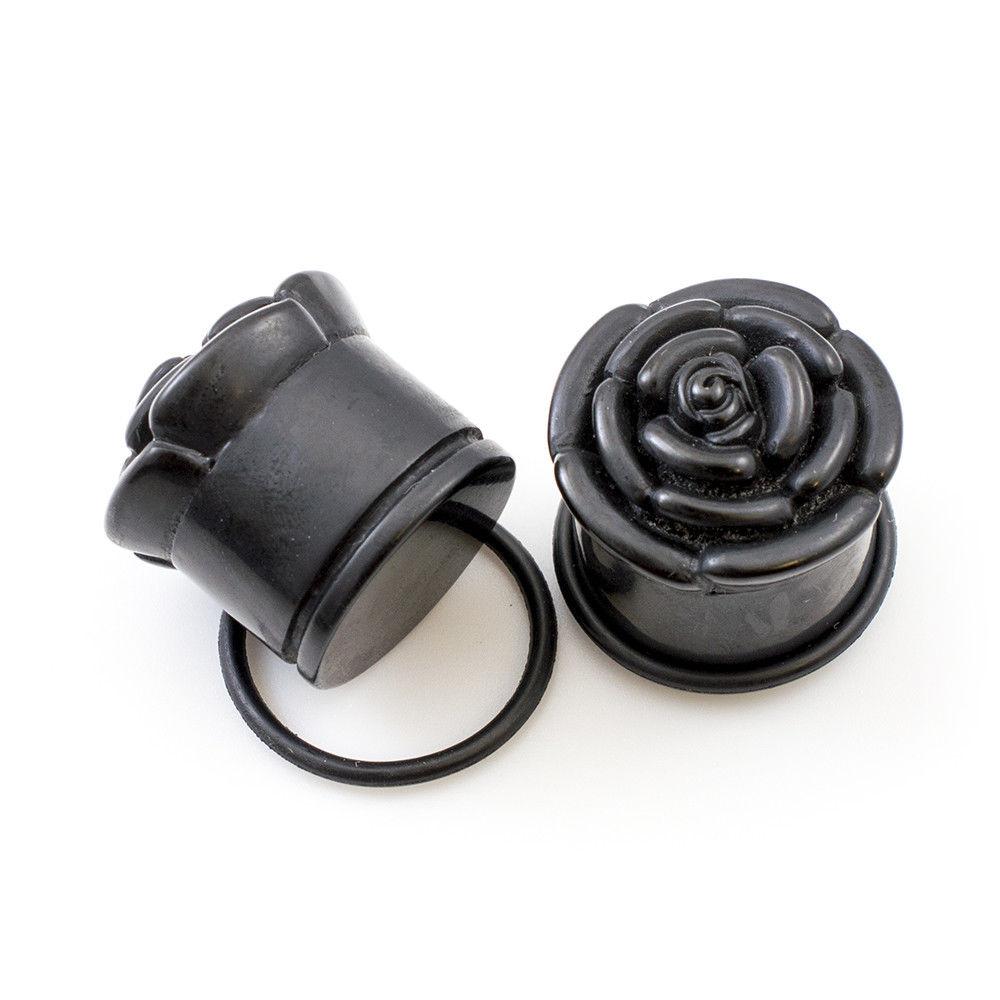 Acrylic Ear Plugs with Roses Design and O ring Multiple Sizes Available - image 5 of 12
