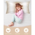 thumbnail image 3 of Beige White Ombre Satin Pillowcase for Hair and Skin with Zipper, Soft Breathable Cooling Silk Pillow Cases, Country Minimalist Abstract Gradient Throw Pillow Covers King Size 20"x40", 3 of 6