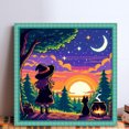 thumbnail image 2 of Hilo Algodón Ecológico Bordado 11CT 3 Hebras Impresión 45*45cm Kit Serie Paisaje Punto Cruz Bruja Y Gato La La Btafrte, 2 of 9