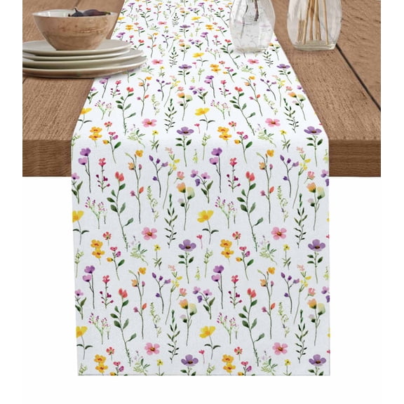 Ldtrchee Spring Floral Table Runner 60 Inches, Elegant Summer Botanical Colorful Pastoral Bed Runner Dresser Scarves Tabletop for Indoor Outdoor Parties/Ceremony/Banquet, 13" x 60"