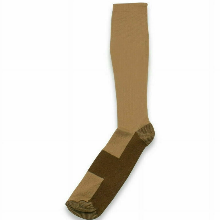 Calcetines para las varices, Copper Infused Compression Socks 20-30mmHg  Graduated Mens or Womens Size S/M Color Natural 