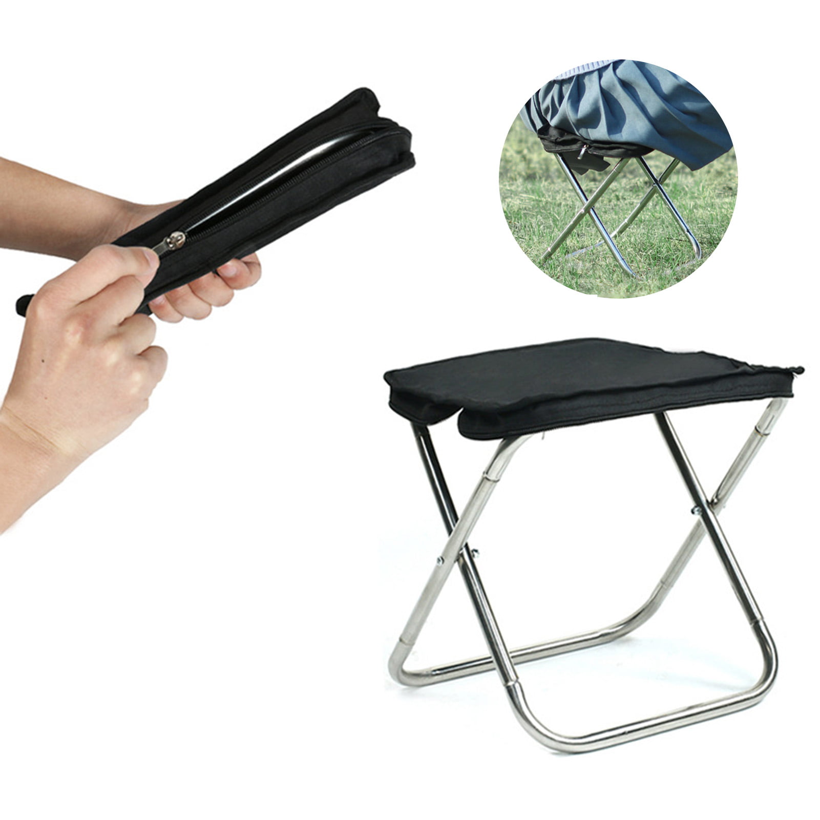 Foldable Telescopic Chair Stool Camping Hiking Chair Collapsible Seat Fishing 
