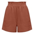 thumbnail image 6 of Linen Shorts for Women Summer Casual Elastic High Waist Wide Straight Leg Loose Fit Lightweight Beach Shorts with Pockets, 6 of 7