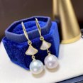 thumbnail image 2 of EOEMY Natural White Freshwater Pearl Shell Earrings 925 Silver Hook-9-10mm, 2 of 6