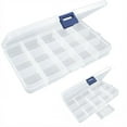 thumbnail image 1 of LEEYNEER 15 Slots Adjustable Plastic Bait Storage Case Fishing Tackle Storage Trays Accessory Boxes Thicker Plastic Hooks Organizer Waterproof Seal, 1 of 3