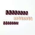 thumbnail image 3 of Fofosbeauty 24pcs Press on False Nails, Square Fake Nails, Short Square Op-Art Brown Redwine, 3 of 6