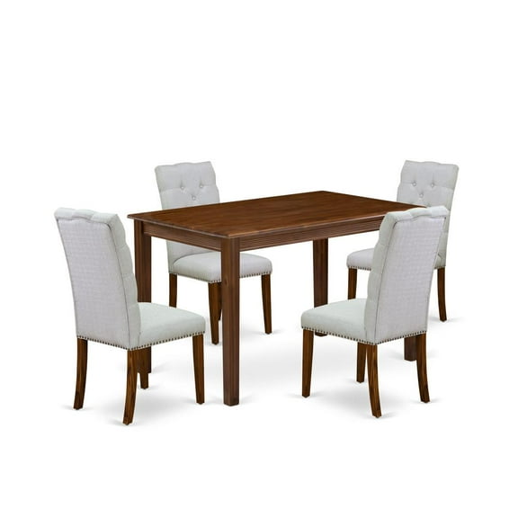 East West Furniture 5 Piece Dining Room Furniture Set Consist of a Rectangle Dining Table