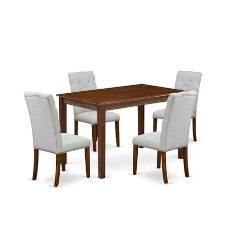 East West Furniture 5 Piece Dining Room Furniture Set Consist of a Rectangle Dining Table