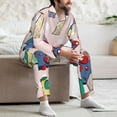 thumbnail image 7 of Picia Mushroom Pattern Men’s Long-Sleeve Sleepwear Set - Soft 2-Piece Loungewear with Pockets, Comfy PJs for Relaxing Nights-Medium, 7 of 7
