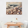 thumbnail image 2 of PIKWEEK Beach Seashell Bathroom Wall Art Coastal Floral Pictures Wall Decor Flower Starfish Canvas Painting Modern Home Decorations Artwork for Bedroom Living Room Office  16*12inch/20*16inch, 2 of 6
