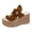 Brown, variant on Rokment Women's Platform Wedge Flip Flops Delicate-Bee Bowknot Fashion Casual Suede Extra Chunky High Heels Slip on Backless Dress Sandals Comfortable Walking Slides Summer Shoes Beige Size 6