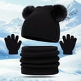 thumbnail image 2 of Splozh Knit Hat Baby Winter Winter Hat Scarf & Gloves Set Knit Hat Fleece Lined for Toddler Black,2-12 Years, 2 of 9