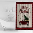 thumbnail image 2 of Merry Christmas Shower Curtain, 72" x 72", Red Truck Pull Xmas Tree Rustic Background Waterproof Bathroom Curtain Washable Shower Curtain Set with 12 Hooks, 2 of 6