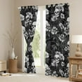 thumbnail image 3 of Castle Fairy Halloween Skull Blackout Curtains Set of 2 (52x84 Each),Gothic Style Window Curtains,Chic Flower Curtains and Drapes,Microfiber Teenager Bedroom Decor, 3 of 6