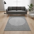 thumbnail image 2 of HomeRoots 678289 5 x 8 ft. Gray, Ivory & Silver Striped Washable Machine Made Rectangle Area Rug with UV Protection, 2 of 9