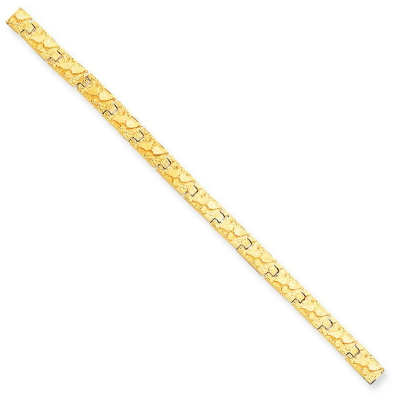 10K Yellow Gold Nugget Bracelet Mens Jewelry 8"