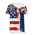 thumbnail image 5 of lcziwo Vintage American Flag Shirt Women 4th of July Patriotic Print Blouses Short Sleeve V Neck Button Up Basic Tees Casual Fashion Summer 2025 Tops White,XL, 5 of 5
