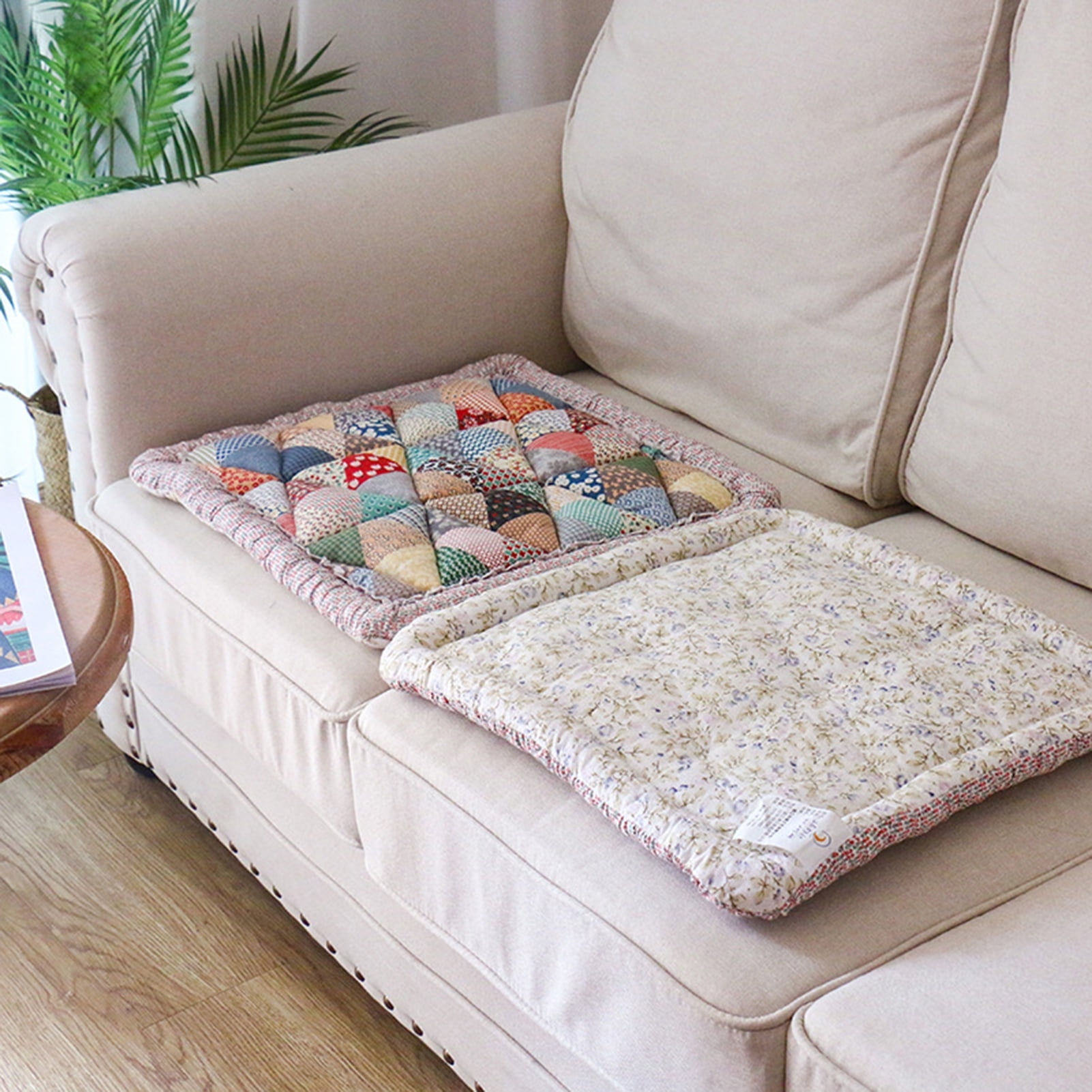 Mictong anti slip floral cotton sofa cushion, universal sofa cushion for all seasons, machine washable bay window cushion, multiple colors, 1 piece