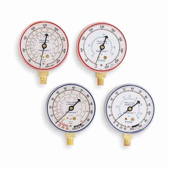 Yellow Jacket Low Side Gauge, 2 1/2 in Dia, Blue 49002