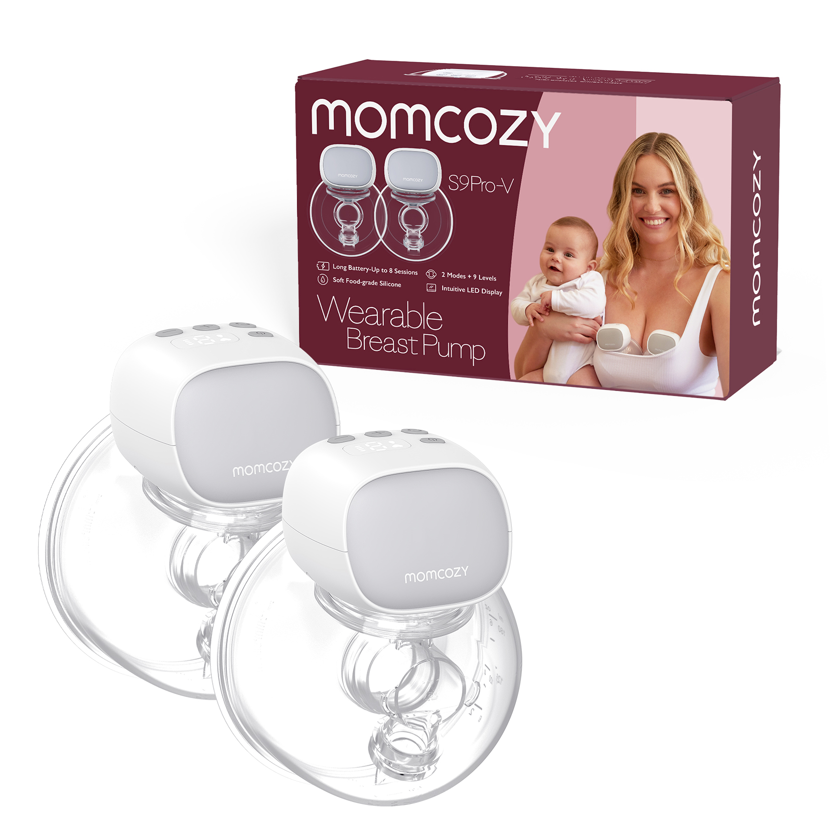 Momcozy S9 Pro-V Wearable Breast Pump, 2-Pack, Gray photo 1
