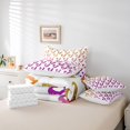 thumbnail image 6 of Homewish 3D Loves Pattern 7 Pieces Bedding Comforter Set,Modern Graffiti Full Bedding Set,Gold Purple White Fitted Sheet Flat Sheet For Girls,Breathable Home Decor Reversible, 6 of 8
