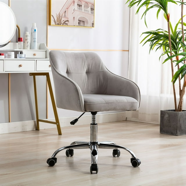 Veryke Modern Velvet Upholstered Desk Chair, Adjustable Leisure Swivel ...