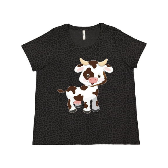 Inktastic Cute White Holstein Cow with Brown Spots Women's Plus Size T-Shirt