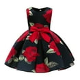 thumbnail image 1 of 3-9Y Floral Dress for Girls Rose Print Wedding Pageant Party Dress, 1 of 7