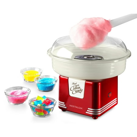 Nostalgia PCM405RETRORED Retro Hard and Sugar Free Countertop Cotton Candy Maker, Includes 2 Reusable Cones And Scoop – (The Best Cotton Candy Machine)