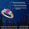 thumbnail image 2 of Gem Stone King 18K Rose Gold Plated Silver Pink Created Sapphire and Blue Apatite Filigree Style 3 Stone Ring for Women (2.70 Cttw, Oval 8X6MM and 6X4MM, Size 5), 2 of 6