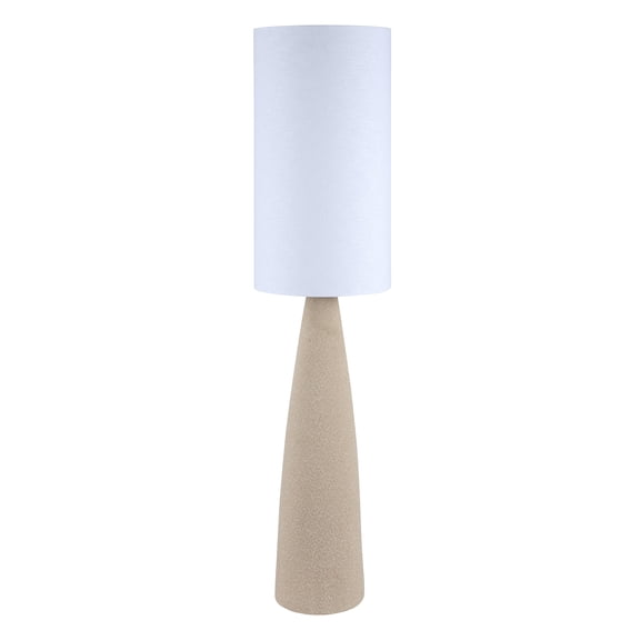 Aspen Creative 42006-20-1, Sandy Grey Ceramic Floor Lamp w/White Linen Shade, Size:11-7/8" Dia. x 51-1/2"H, E26 Socket, Bulb Not Included