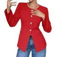 thumbnail image 5 of Solid Long Sleeveless Women Slim Fit Crew Neck Work Office Blazer Coat, 5 of 6