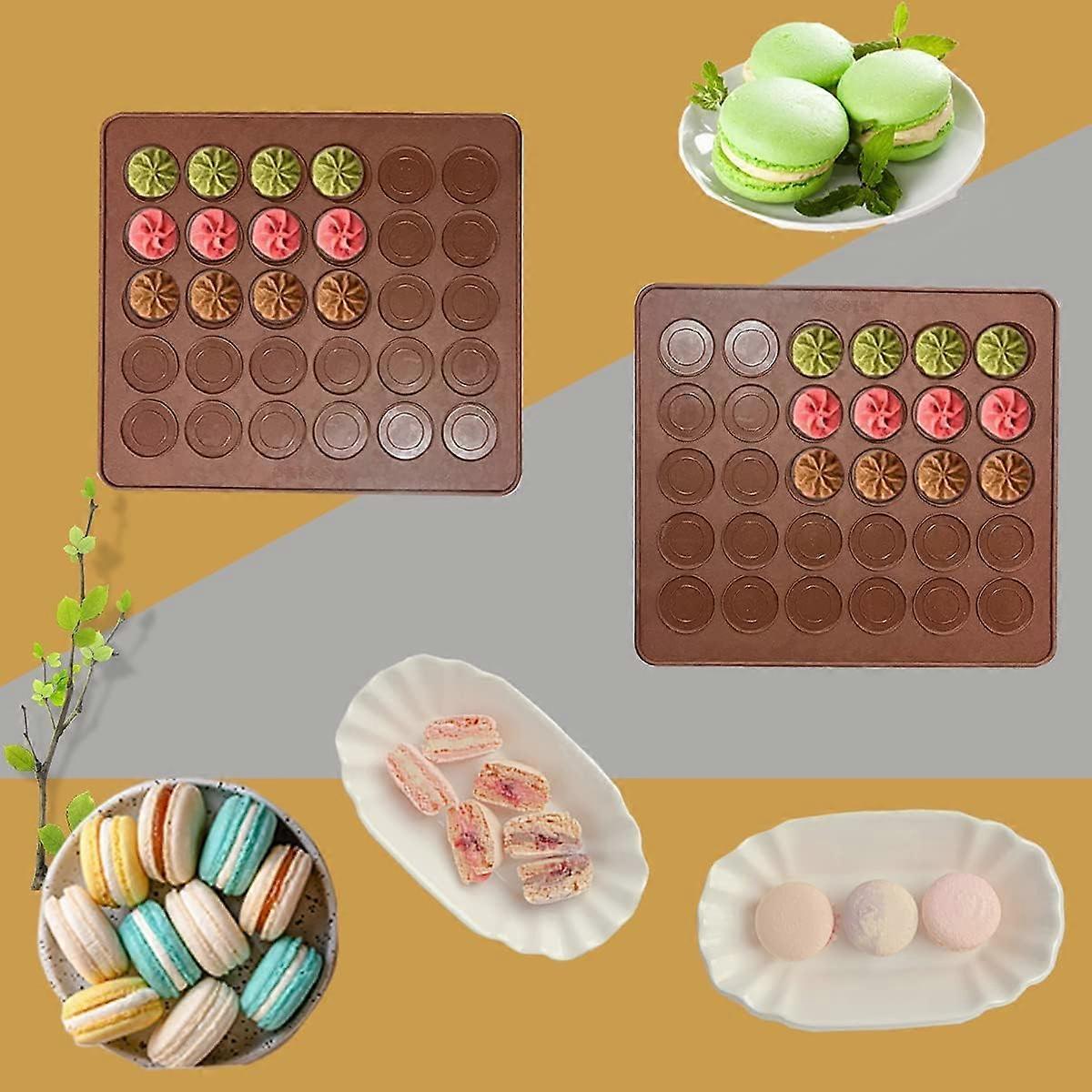 2pcs Macaron Baking Mat Non-Stick Silicone Macaron Oven Mat Pastry Cake Baking Tool Kitchen Accessory (30 Holes),