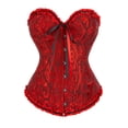 thumbnail image 1 of Corsé deshuesado con cordones para mujer, corpiño, lencería, Bodyshaper, Top, corsé de princesa, negro y rojo, 1 of 7
