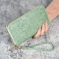 thumbnail image 2 of Tao Tao Womens Wallet Wristlet Wallet For Women Cute Floral Leather Credit Card Holder Wallet Ladies Clutch Long Purses Green Free Size, 2 of 4