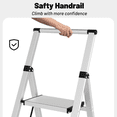 thumbnail image 4 of 3 Step Ladder Aluminum Lightweight Folding Step Stool, 600lbs Max Load Heavy Duty Step Stool with Safety Handrail, Slim Foldable Kitchen Stool for Home Outdoor Work（Sliver）, 4 of 6