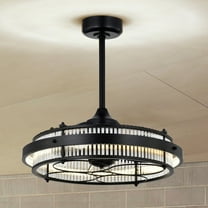 Warehouse of Tiffany Daciana 28 Inch Matte Black Finished Glam LED Ceiling Fandelier with Remote - N/A