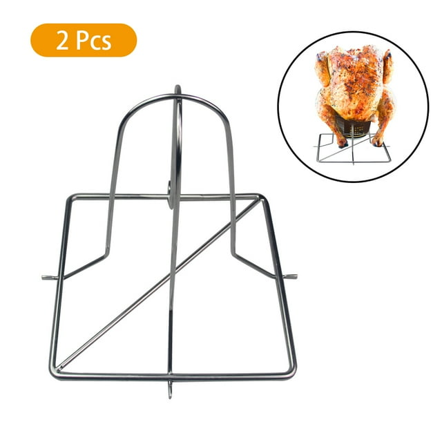 Yeacher Support d'Étagère pour Poulet en Canette de Bière en Acier Inoxydable Rôtissoire pour Poulet de Bière pour Gril, Four Ou Fumoir 2 Pcs