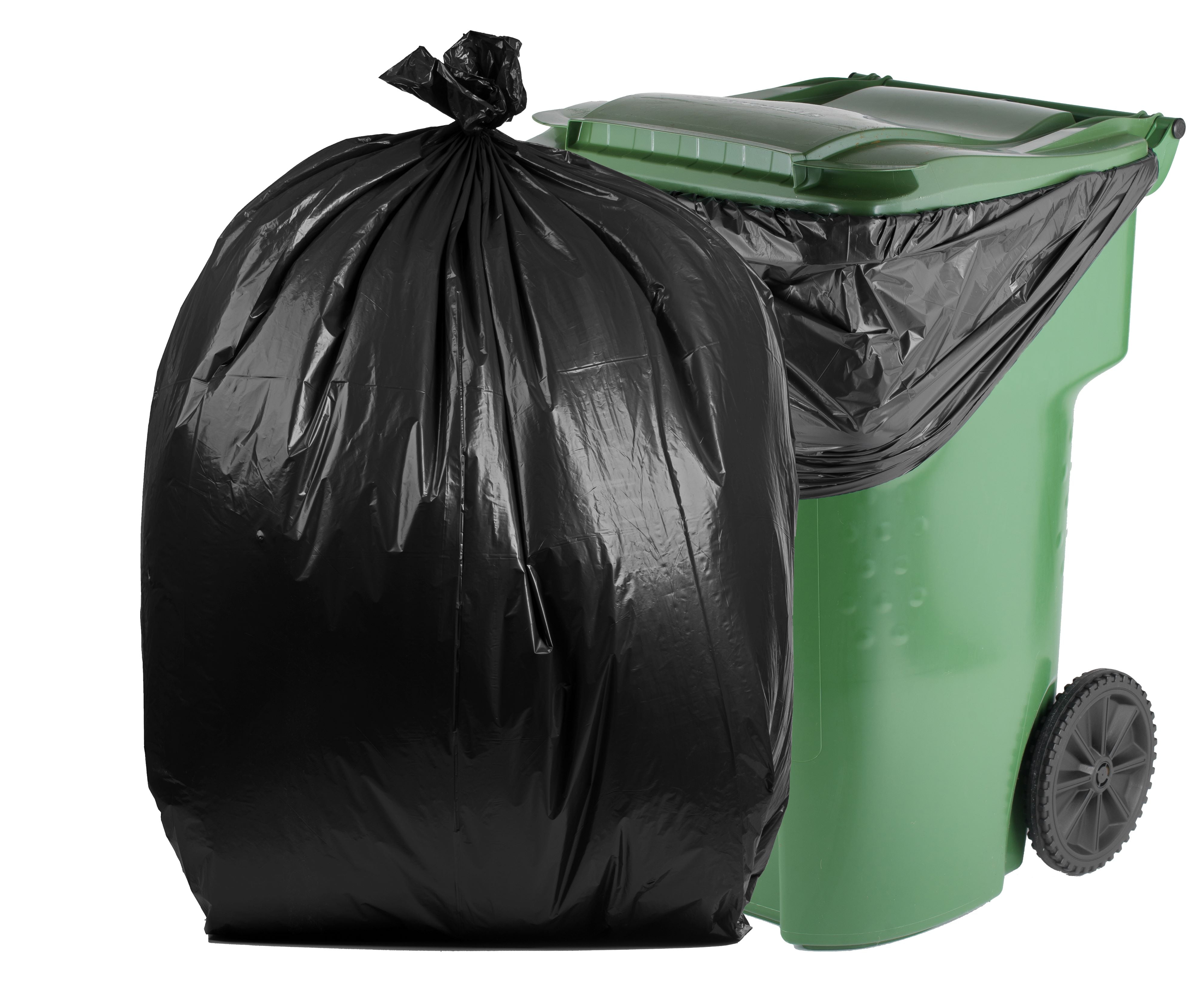 "65 Gallon, Black, 3 Mil, 50x48, 30 Bags/Case, Ultra Heavy Duty, Garbage Bags / Trash Can Liners / Contractor Bags."