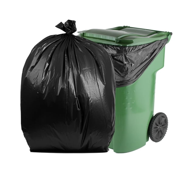 PlasticMill 95 Gallon, Black, 1.5 Mil, 61x68, 50 Bags/Case, Garbage Bags / Trash Can Liners.
