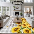 thumbnail image 3 of Large Area Rugs for Living Room Bedroom, Yellow Sunflowers 8'x10' Rug Washable Carpet Runner Indoor Outdoor, Summer Floral Elegant Pastoral Checkered Non Slip Floor Mats Rug for Kitchen, Patio, 3 of 8