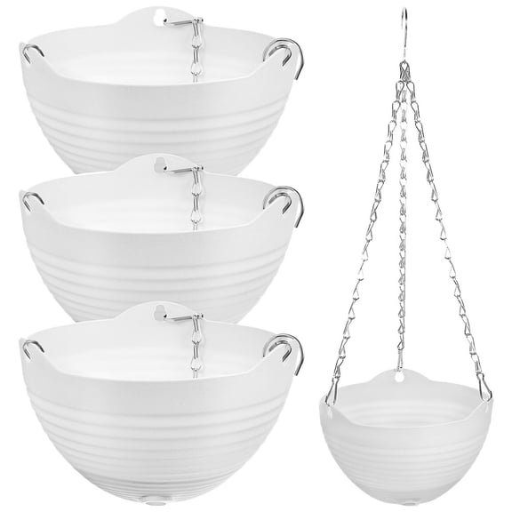 FELTECHELECTR 4-Pack White PVC Hanging for Indoor Plants, Balcony Garden Pots and Wall Decor