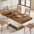 thumbnail image 6 of Tribesigns 63'' Dining Table for 4-6, Farmhouse Wooden Dinner Table with Geometric Relief, 6 of 7